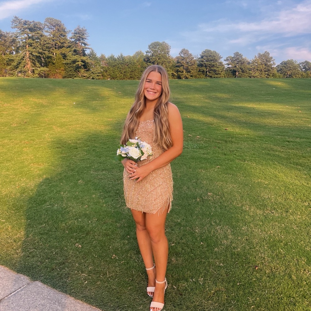 Amarra Gold Homecoming Dress
